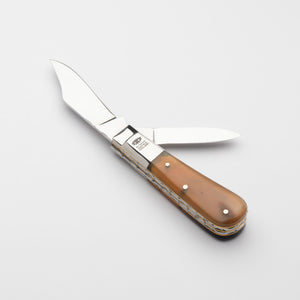 Twin Blade Barlow - 55mm Clip & Pen Blades - Ox Horn Handle with Traditional Workback