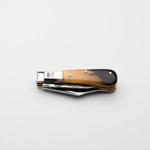 Twin Blade Barlow - 55mm Clip & Pen Blades - Ox Horn Handle with Traditional Workback