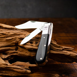Twin Blade Barlow - 55mm Clip & Pen Blades - Ox Horn Handle