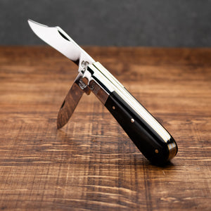 Twin Blade Barlow - 55mm Clip & Pen Blades - Ox Horn Handle