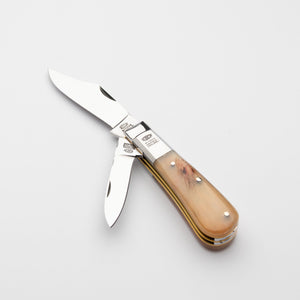 Twin Blade Barlow - 55mm Clip & Pen Blades - Rams Horn Handle with Traditional Workback