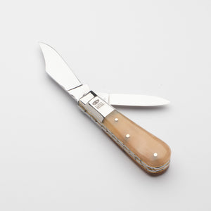 Twin Blade Barlow - 55mm Clip & Pen Blades - Rams Horn Handle with Traditional Workback