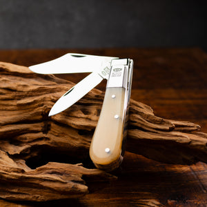 Twin Blade Barlow - 55mm Clip & Pen Blades - Rams Horn Handle