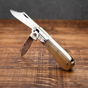 Twin Blade Barlow - 55mm Clip & Pen Blades - Rams Horn Handle