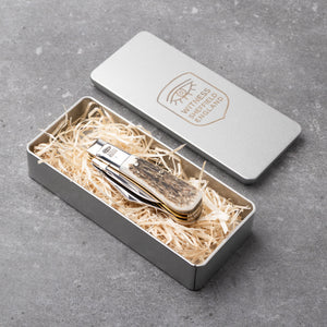 Twin Blade Barlow - 55mm Clip & Pen Blades - Stag Antler Handle with Traditional Workback