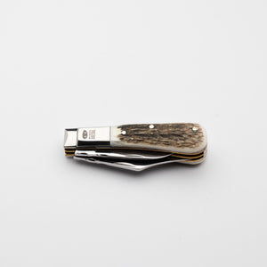 Twin Blade Barlow - 55mm Clip & Pen Blades - Stag Antler Handle with Traditional Workback