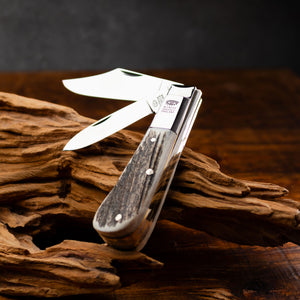 Twin Blade Barlow - 55mm Clip & Pen Blades - Stag Antler Handle