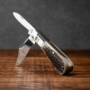 Twin Blade Barlow - 55mm Clip & Pen Blades - Stag Antler Handle