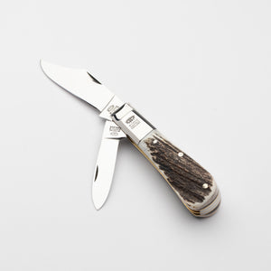 Twin Blade Barlow - 55mm Clip & Pen Blades - Stag Antler Handle