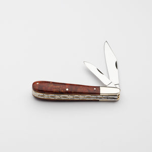 Twin Gentleman's Clip Point - 67mm Clip & Pen Blades - Amboyna Burr Handle with Traditional Workback