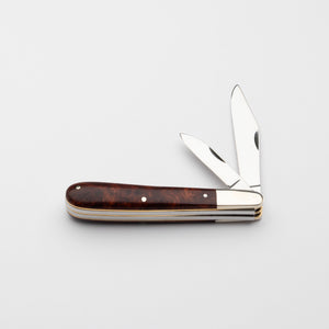 Twin Gentleman's Clip Point - 67mm Clip & Pen Blades - Amboyna Burr Handle