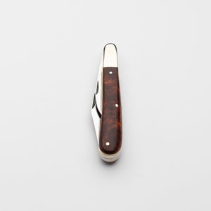 Twin Gentleman's Clip Point - 67mm Clip & Pen Blades - Amboyna Burr Handle