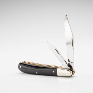 Twin Gentleman's Clip Point - 67mm Clip & Pen Blades - Buffalo Horn Handle with Traditional Workback