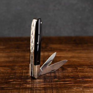 Twin Gentleman's Clip Point - 67mm Clip & Pen Blades - Buffalo Horn Handle with Traditional Workback