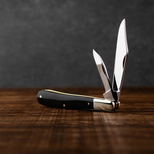 Twin Gentleman's Clip Point - 67mm Clip & Pen Blades - Buffalo Horn Handle