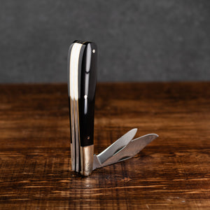 Twin Gentleman's Clip Point - 67mm Clip & Pen Blades - Buffalo Horn Handle