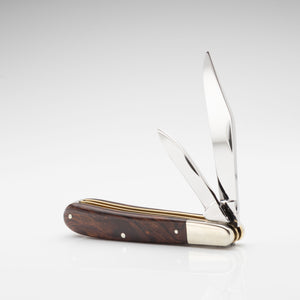 Twin Gentleman's Clip Point - 67mm Clip & Pen Blades - Desert Ironwood Handle with Traditional Workback