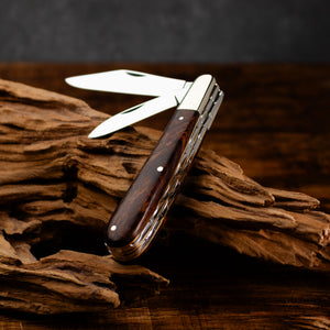 Twin Gentleman's Clip Point - 67mm Clip & Pen Blades - Desert Ironwood Handle with Traditional Workback