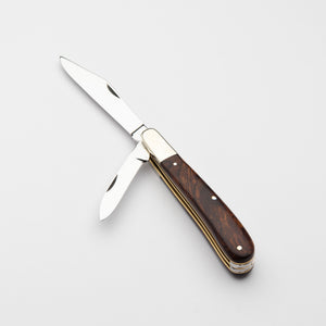 Twin Gentleman's Clip Point - 67mm Clip & Pen Blades - Desert Ironwood Handle with Traditional Workback