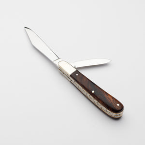 Twin Gentleman's Clip Point - 67mm Clip & Pen Blades - Desert Ironwood Handle with Traditional Workback