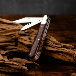 Twin Gentleman's Clip Point - 67mm Clip & Pen Blades - Desert Ironwood Handle