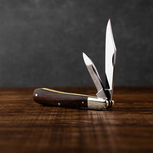 Twin Gentleman's Clip Point - 67mm Clip & Pen Blades - Desert Ironwood Handle