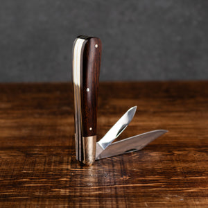 Twin Gentleman's Clip Point - 67mm Clip & Pen Blades - Desert Ironwood Handle