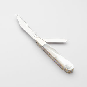 Twin Gentleman's Clip Point - 67mm Clip & Pen Blades - Mother of Pearl Handle with Traditional Workback