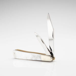 Twin Gentleman's Clip Point - 67mm Clip & Pen Blades - Mother of Pearl Handle