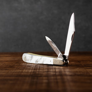 Twin Gentleman's Clip Point - 67mm Clip & Pen Blades - Mother of Pearl Handle