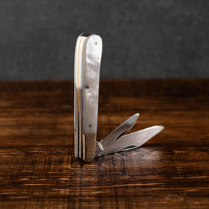 Twin Gentleman's Clip Point - 67mm Clip & Pen Blades - Mother of Pearl Handle