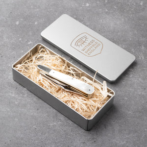 Twin Gentleman's Clip Point - 67mm Clip & Pen Blades - Mother of Pearl Handle