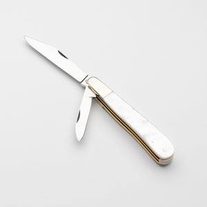 Twin Gentleman's Clip Point - 67mm Clip & Pen Blades - Mother of Pearl Handle