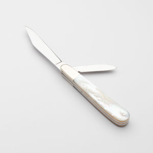 Twin Gentleman's Clip Point - 67mm Clip & Pen Blades - Mother of Pearl Handle