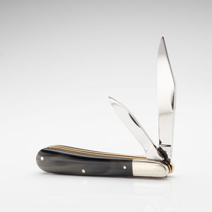 Twin Gentleman's Clip Point - 67mm Clip & Pen Blades - Ox Horn Handle with Traditional Workback