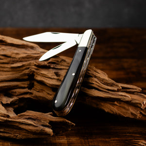 Twin Gentleman's Clip Point - 67mm Clip & Pen Blades - Ox Horn Handle with Traditional Workback