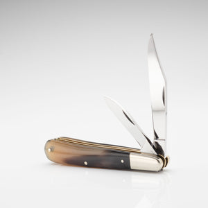Twin Gentleman's Clip Point - 67mm Clip & Pen Blades - Ox Horn Handle